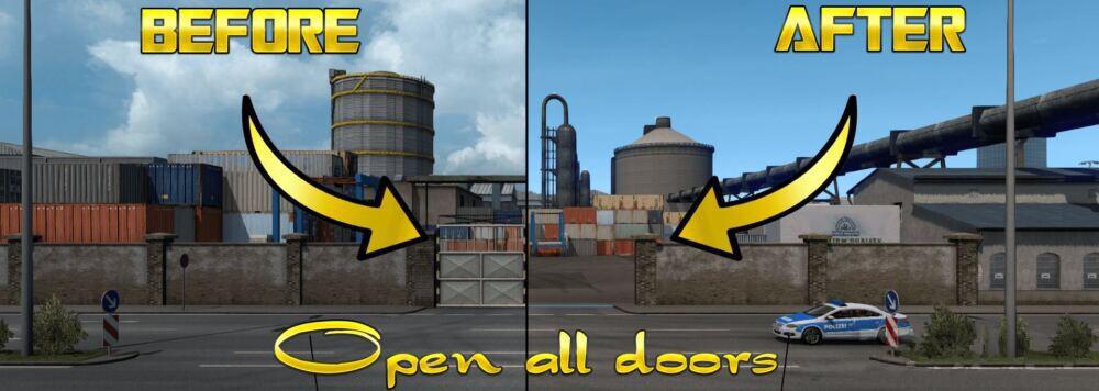 ETS2 - All Entrance Doors Are Open V1.0 (1.39.x)