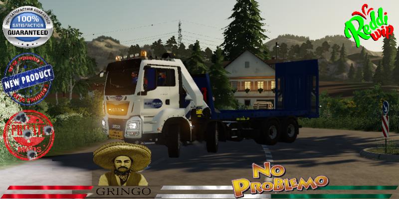FS19 - Man Plateau Grue Auxiliaire Bleu Blanc V2.0