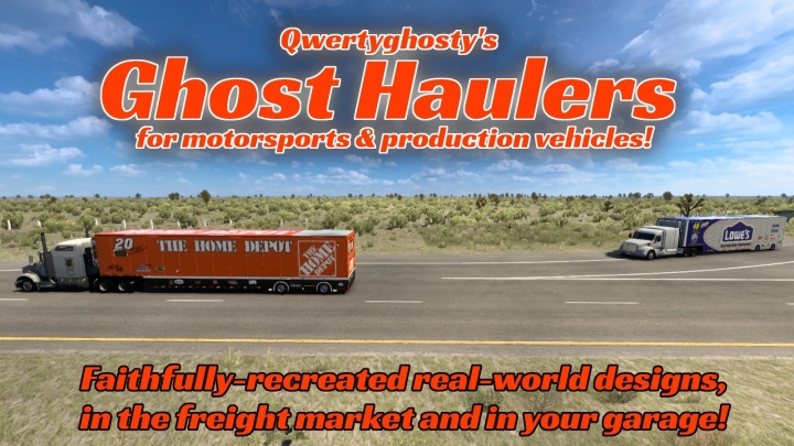 ATS - Ghost Haulers: Skins & Cargoes for Nascar Hauler Reworked (1.40.x)