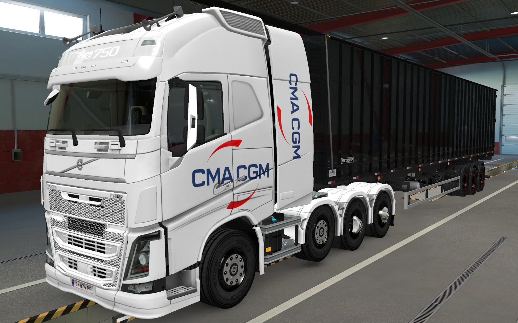 Ets2 Volvo Fh16 2012 8x4 Cma Cgm White Skin 1 39 X Euro Truck