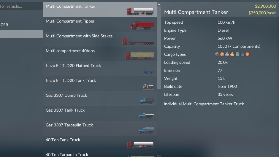 Transport Fever 2 - Individual Multi Compartment Truck Pack
