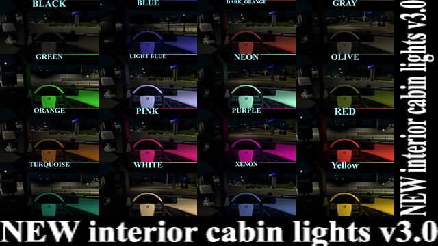 ETS2 - New Interior Cabin Lights V3.0 (1.39.x)
