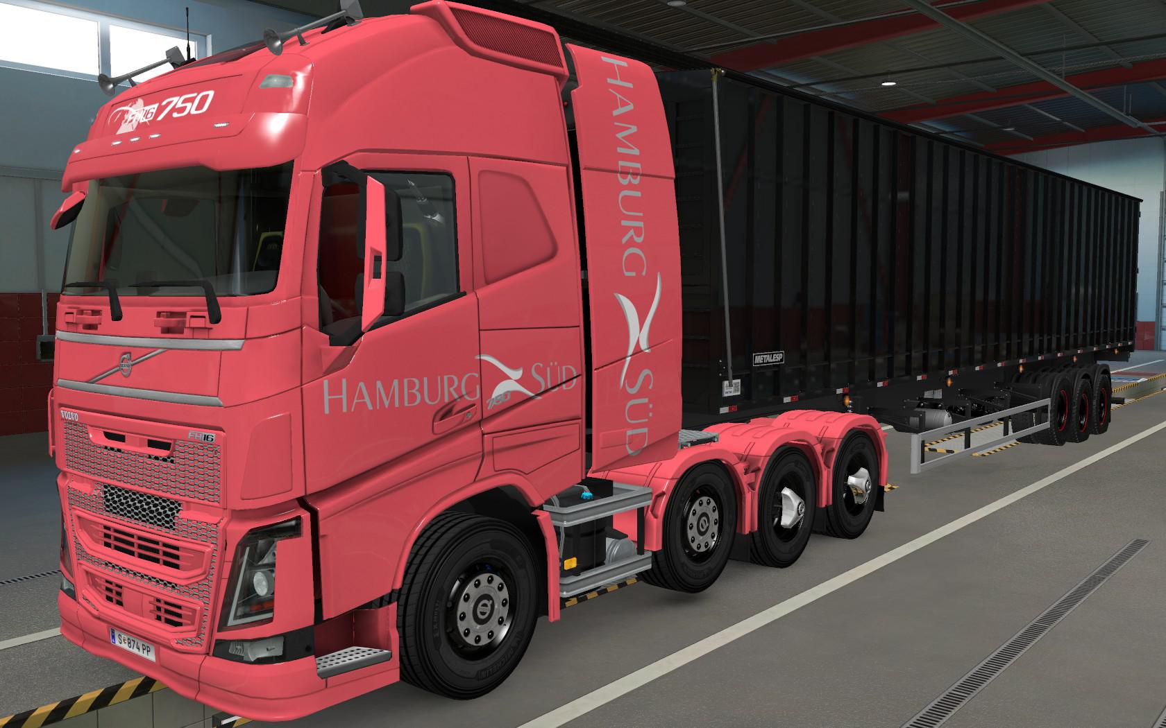 ETS2 - Volvo FH16 2012 8x4 Hamburg Sud Red Skin (1.39.x)