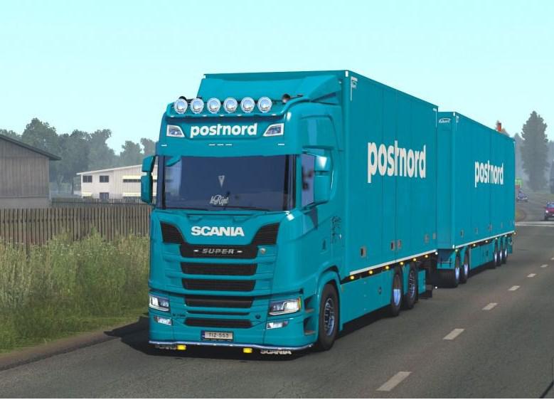 ETS2 - Postnord Tandem Skin for Scania NG V1.0 (1.38.x)