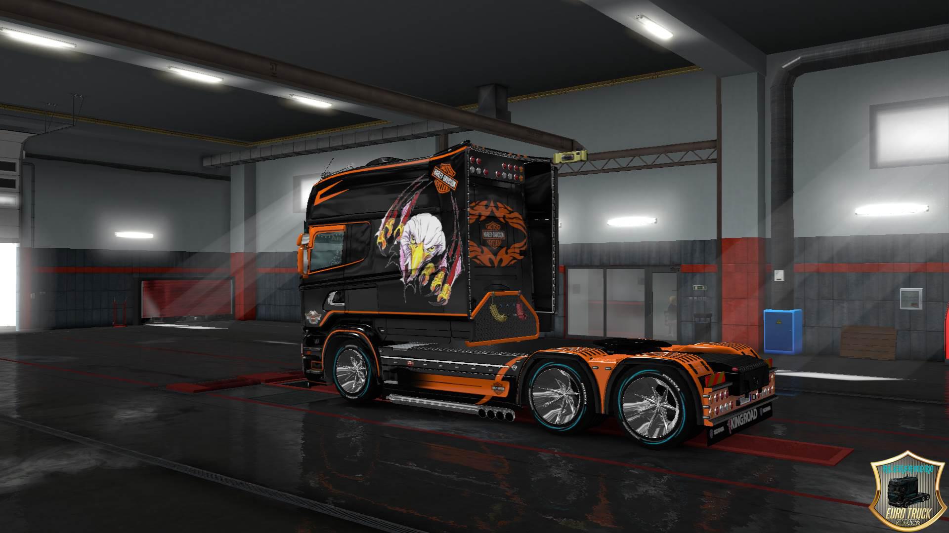 ETS2 - Scania RS, T Longline Harley Davidson Skins V2.0 (1.35.X)