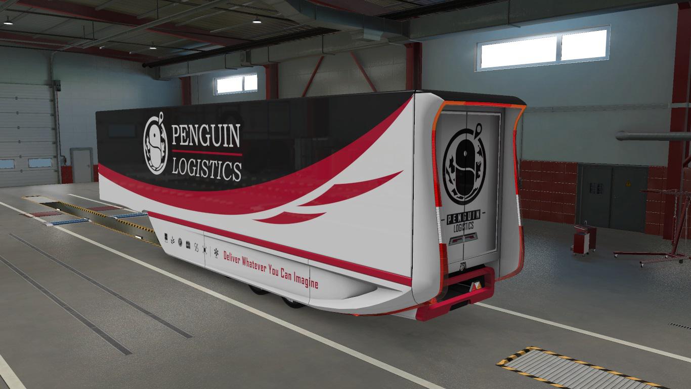 ETS2 - Mercedes-Benz AeroDynamic Trailer Penguin Logistics Skin V1.0 (1.37.x)