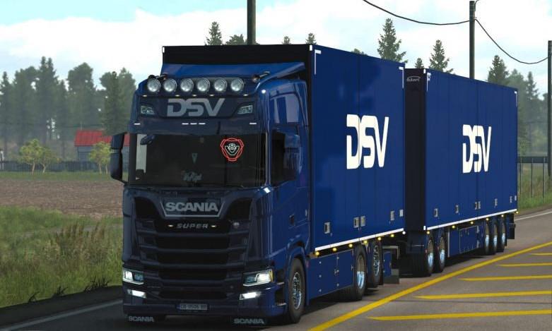 ETS2 - Scania S DSV Tandem Skin V1.3 (1.38.x)