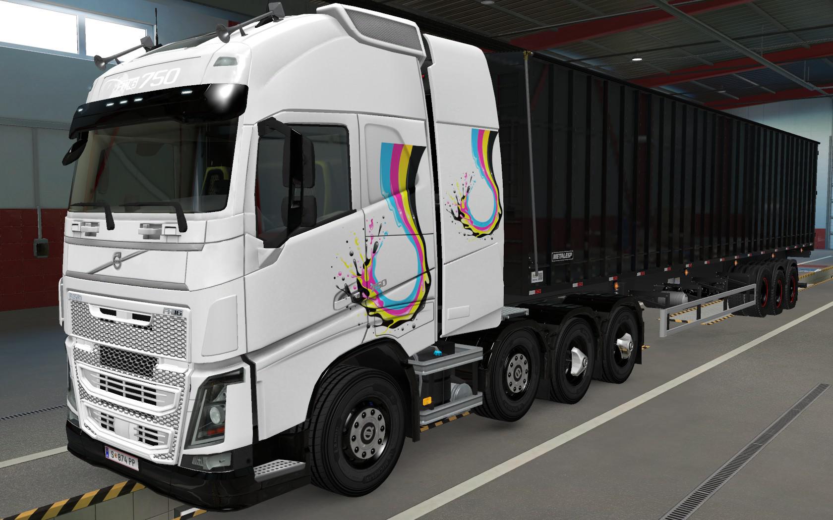 ETS2 - Volvo FH16 2012 8x4 Aquarela Skin (1.39.x)