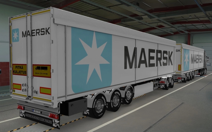 ETS2 - Kraker Walkingfloor Maersk White Skin (1.40.x)