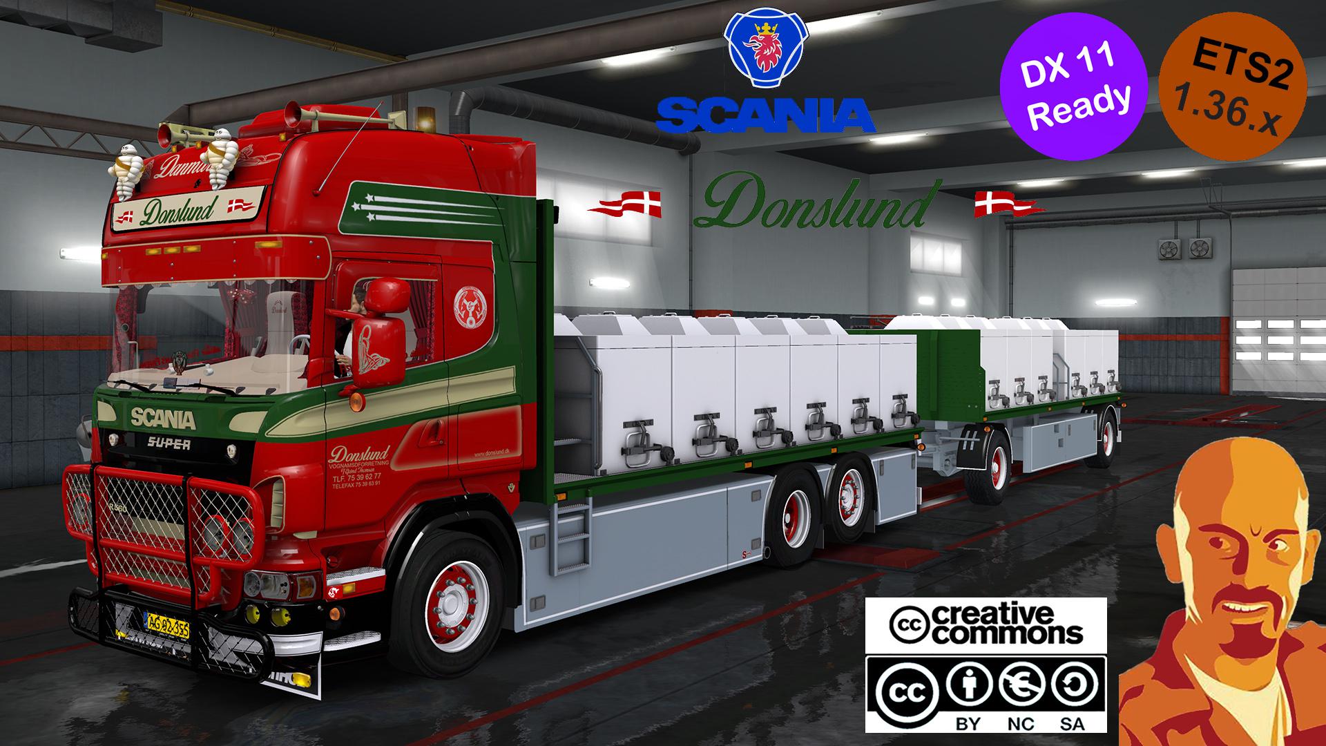 ETS2 - Scania R560 Donslund + Trailer DX11 (1.36.x)
