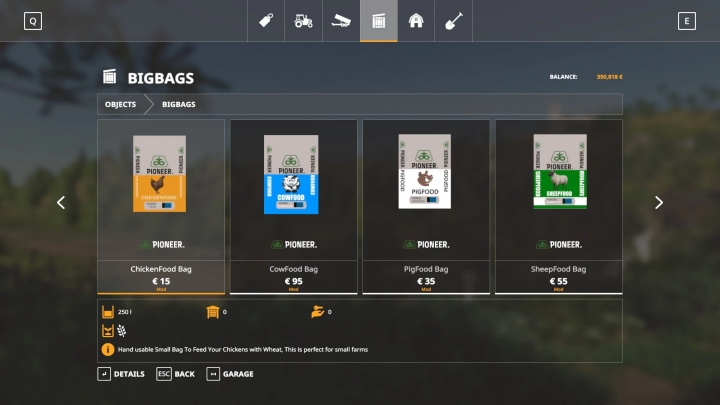 FS19 - Big Pioneer Animal Food Bag Pack V1.0
