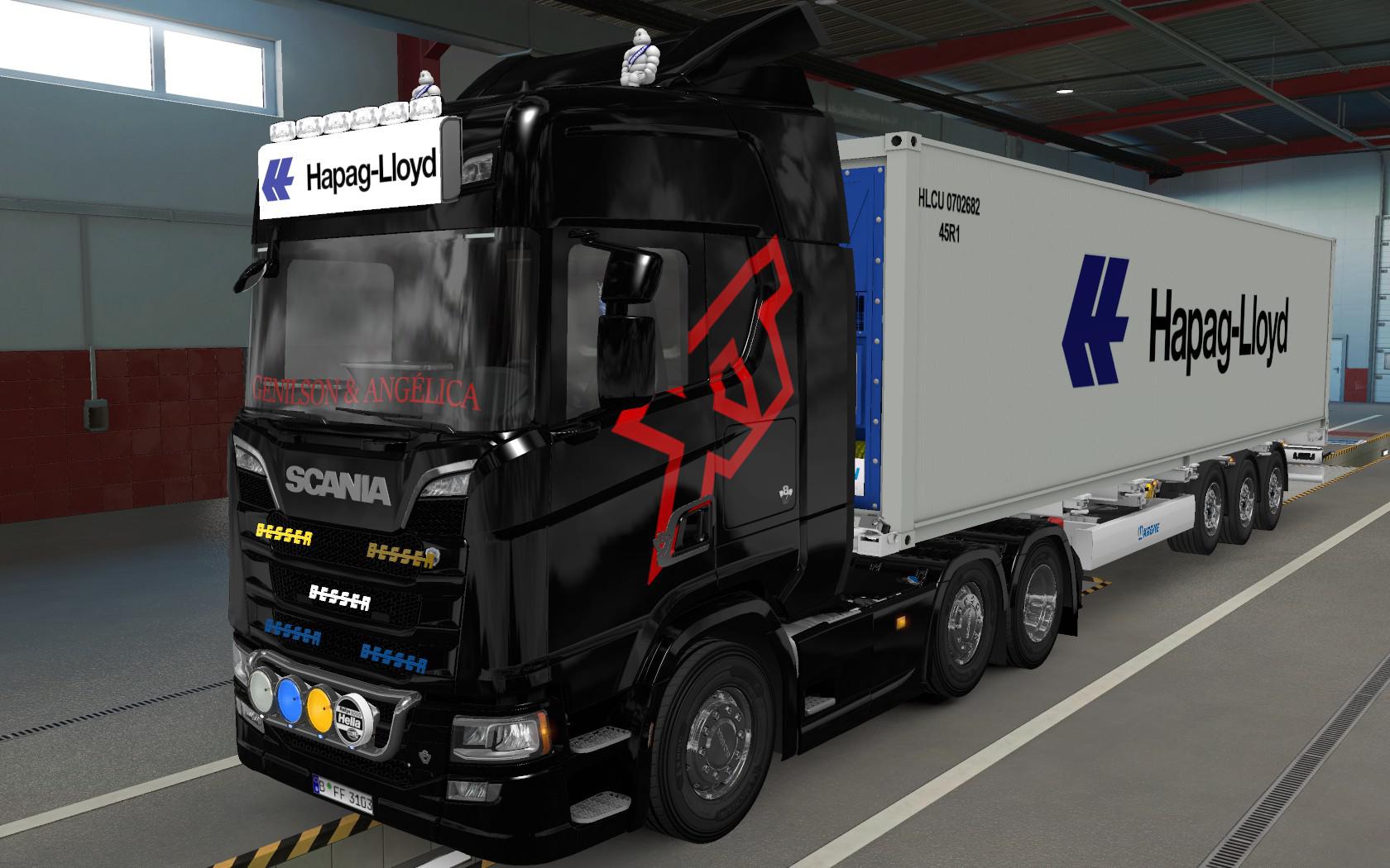 ETS2 - Big Lightbox Scania R And S 2016 Hapag Lloyd White (1.39.x)