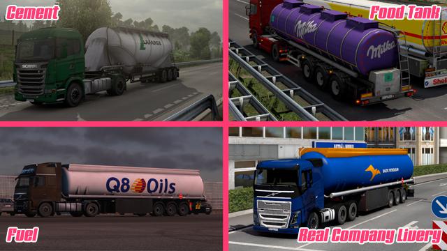 ETS2 - Realistic Cement / Chem / Food / Fuel Cistern V1.0 (1.39.x)