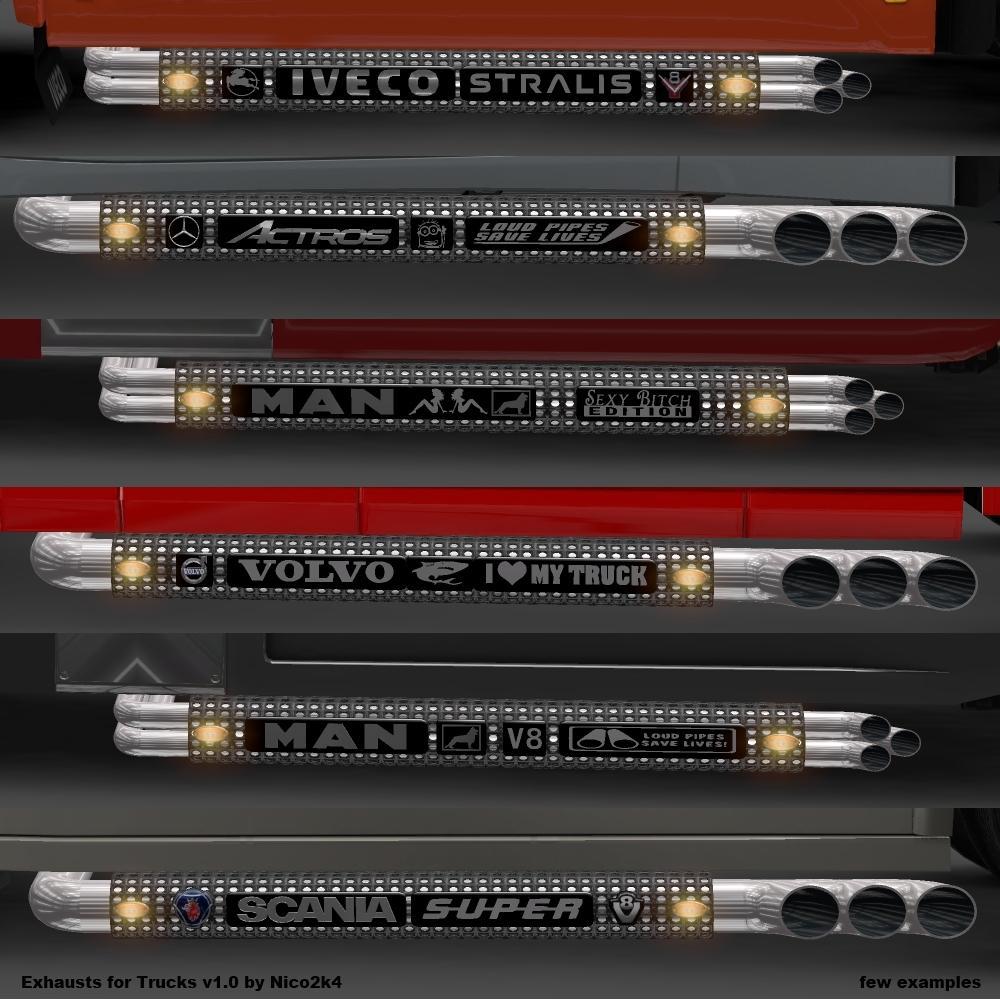 ETS2 - Exhausts for Trucks V1.9 (1.35.X)