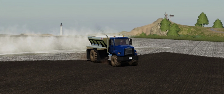 Fs19 Freightliner 108sd With New Leader L4330g4 Lime Fertilizer Spreader V10 Farming 4343