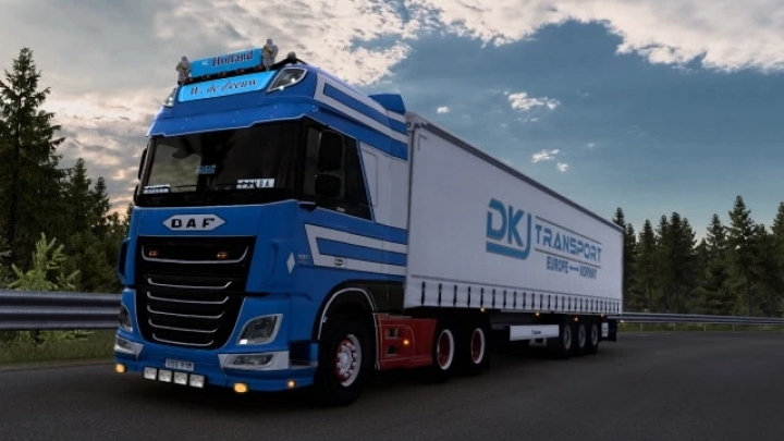 ETS2 - Daf XF Euro 6 W.de Zeeuw + DKJ Transport Combo Skin V1.0 (1.40.x)