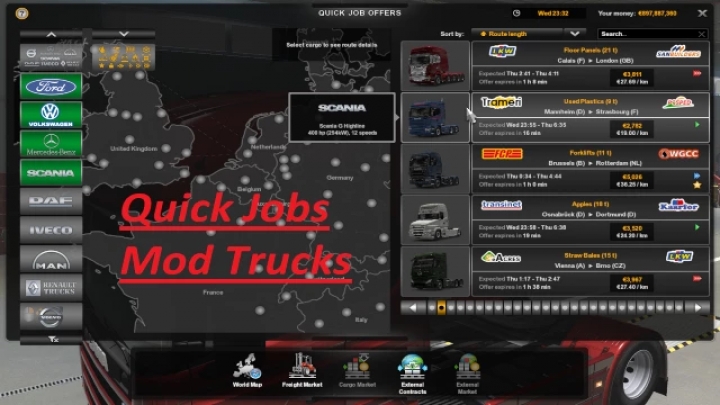 ETS2 - Quick Jobs with Modded Trucks V1.0 (1.40.x)