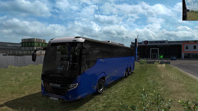 ETS2 - Scania Touring Bus 2020 HD Dirty and Blue Skin Mods (1.37 - 1.38)