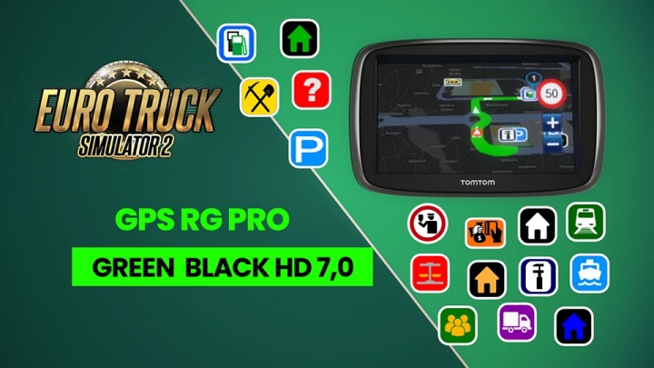 ETS2 - GPS RG Pro Green Black HD V7.0 (1.40.x)
