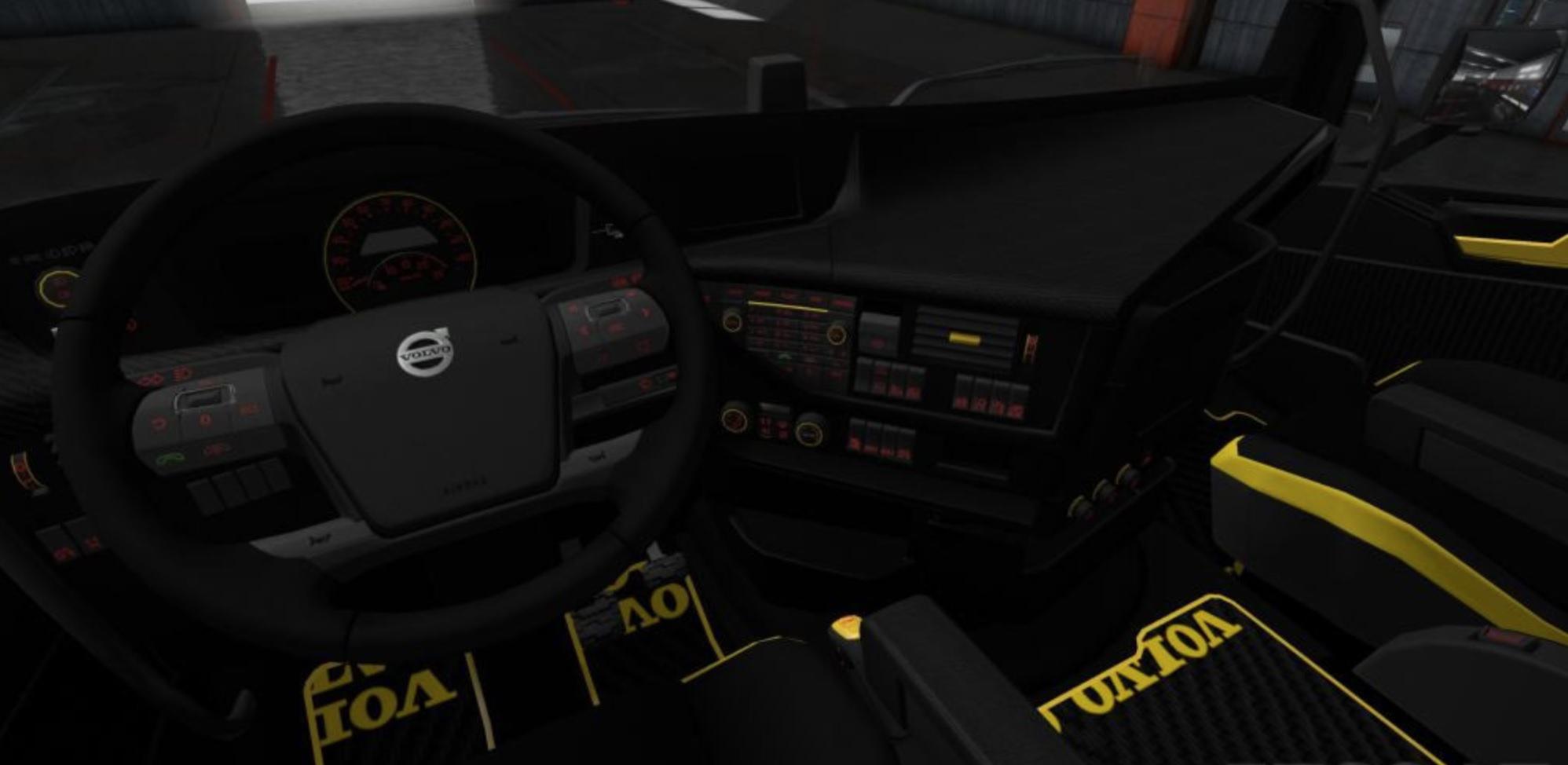 ETS2 - Volvo FH 2012 Black - Yellow With Red Button Lights (1.36.x)